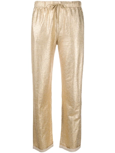 Majestic Shimmering Straight-leg Trousers In Gold