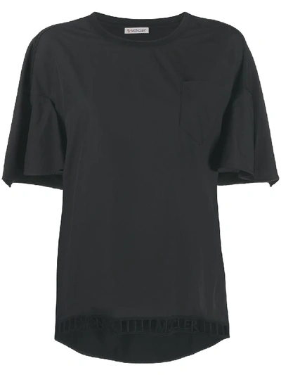 Moncler Cutout Logo Hem T-shirt In Black