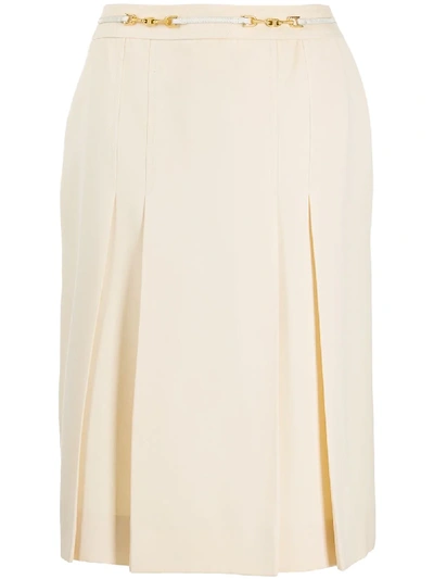 Pre-owned Celine  Chain Detail A-line Skirt In Neutrals