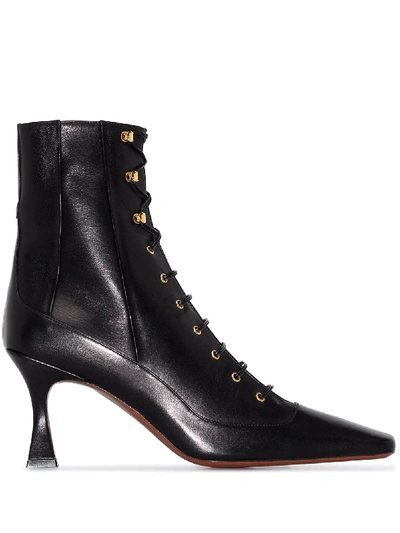 Manu Atelier 80mm Napa Lace-up Duck Boots, Black | ModeSens