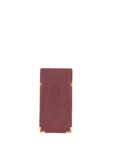 Pre-owned Cartier  Logo Embossed Case In Red