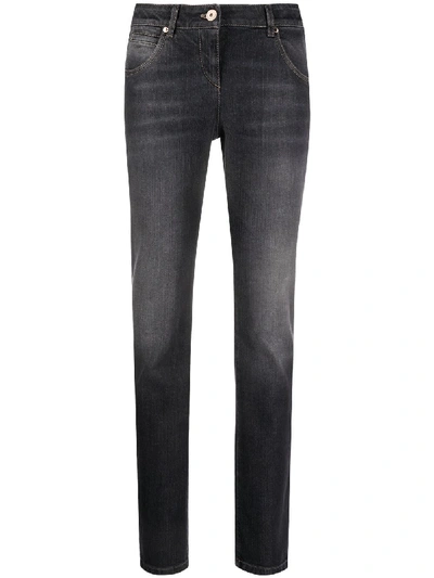 Brunello Cucinelli Skinny Faded High-waist Jeans In Blau