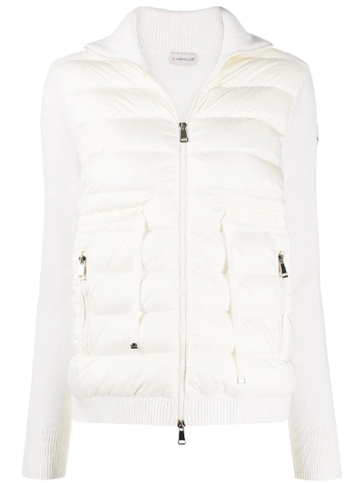Moncler Zip-up Padded Panelled Jacket In Neutrals