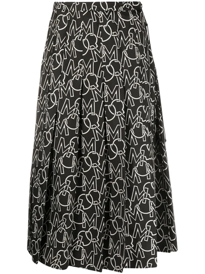 Moncler Logo Print Pleated Skirt In Black