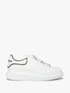 Alexander Mcqueen Contrast Piping Collar Oversized Leather Sneakers In White