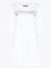 MOSCHINO WHITE COUTURE LOGO COTTON T-SHIRT DRESS,J0442554015011785