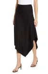 Lyssé Rose Handkerchief Hem Midi Skirt In Black