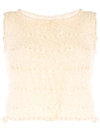 Voz Knitted Crop Top In Neutrals
