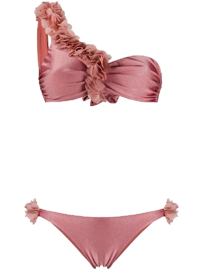 La Reveche Bikini Mit Blumenapplikation In Pink
