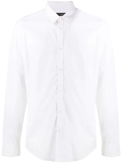 Dsquared2 Back Collar Logo Cotton Poplin Shirt In White