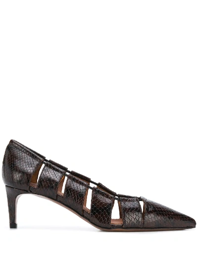 L'autre Chose Embossed Cut-out Detail Pumps In Brown