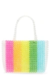 BARI LYNN NEON RAINBOW BEADED TOTE,BAG70NEON