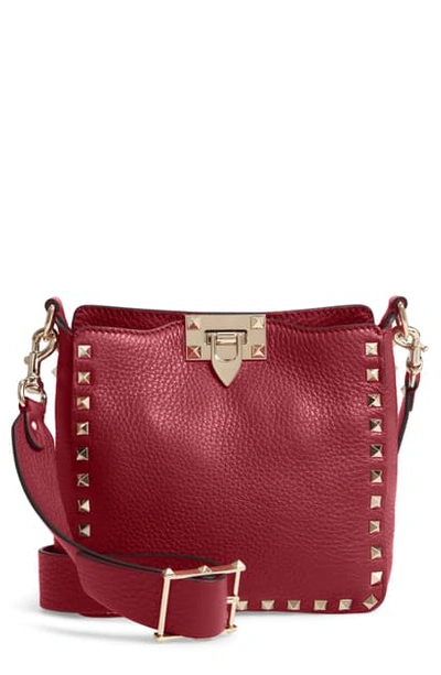 Valentino Garavani Rockstud Mini Hobo Crossbody Bag In Raspberry Pink