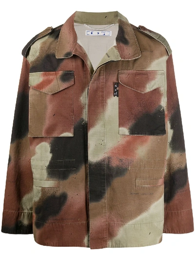 Off-white Arrow-motif Camouflage Shirt Jacket In Multicolor