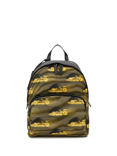 Prada Race Car-print Backpack In Black