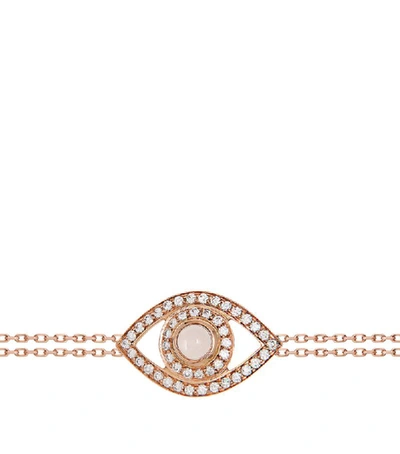 Netali Nissim Women's 18k Rose Gold Big Eye Bracelet With Diamonds & Rose Quartz Center Stone