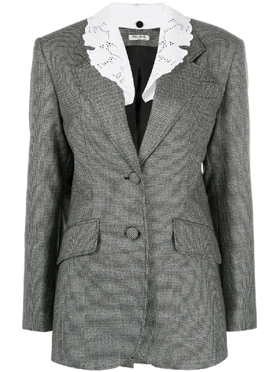 Miu Miu Notch-lapel Blazer Jacket In Grau