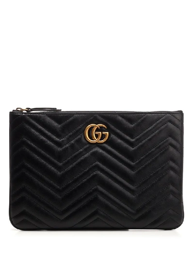 Gucci Gg Marmont Quilted Leather Zip Pouch Bag In Black