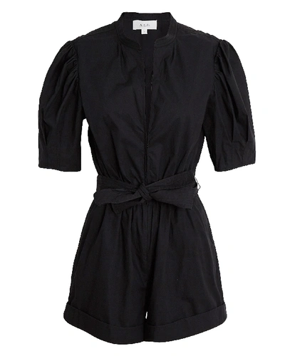 A.l.c Erica Belted Cotton-poplin Playsuit In Black