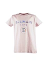 BALMAIN IRIDESCENT LOGO T-SHIRT IN PINK