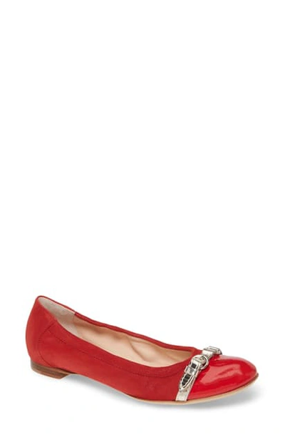 Agl Attilio Giusti Leombruni Cap Toe Ballet Flat In Coral Combo