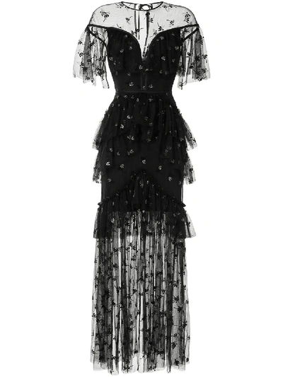 Alice Mccall Moon Lover Lace-overlay Gown In Black