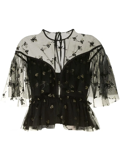 Alice Mccall Moon Lover Floral Embroidered Blouse In Black