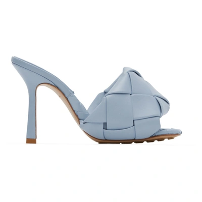 Bottega Veneta Blue Intrecciato Lido Heeled Sandals In Light Blue