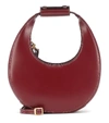 Staud Moon Small Leather Shoulder Bag In Red
