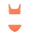 Hunza G Xandra Crinkled-effect Cropped Bikini In Orange