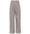BRUNELLO CUCINELLI CHECKED LINEN, WOOL AND SILK WIDE-LEG PANTS,P00489104