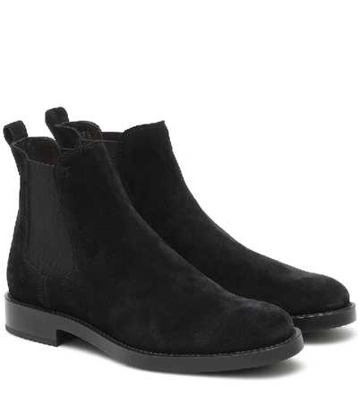 Tod's Suede Chelsea Boots In Black