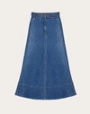 Valentino Flared High-waisted Denim Skirt In Blue