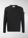 Stone Island Logo Patch Jumper In Blue