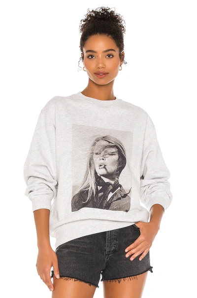 Anine Bing Ramona Graphic-print Cotton-jersey Sweatshirt In Grey