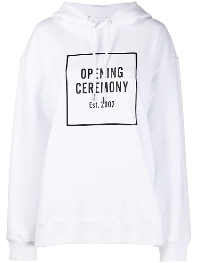 Opening Ceremony Oversized Embroidered French Cotton-terry Hoodie In White