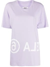 Mm6 Maison Margiela Over Logo Cotton Jersey T-shirt In Purple