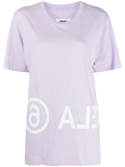 Mm6 Maison Margiela Over Logo Cotton Jersey T-shirt In Purple