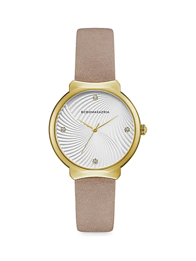 Bcbgmaxazria Classic Goldtone Stainless Steel Leather-strap Watch