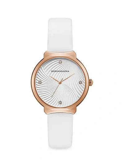 Bcbgmaxazria Classic Rose Goldtone Stainless Steel Leather-strap Watch