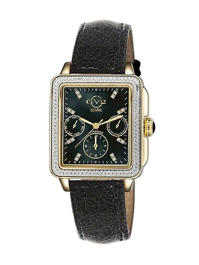 Gv2 Bari Sparkle Stainless Steel Diamond Leather Strap Watch