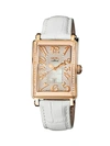 GEVRIL MEZZO RECTANGLE GOLDTONE STAINLESS STEEL DIAMOND LEATHER STRAP WATCH,0400012764915