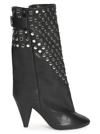 Isabel Marant Lakfee Studded Leather Midi Boots In Black