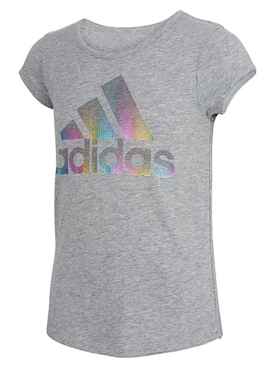 Adidas Originals Kids' Little Girl's & Girl's Multicolor Logo Graphic T-shirt In Grey Heather