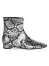 BALENCIAGA OVAL BLOCK-HEEL SNAKESKIN-EMBOSSED LEATHER ANKLE BOOTS,0400012540810