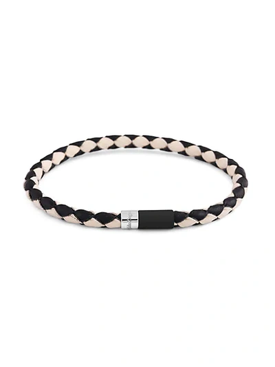 Zegna Bi-color Braided Leather & Sterling Silver Bracelet