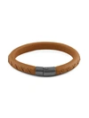 ZEGNA LEATHER & STERLING SILVER LOGO BRACELET,0400012778741