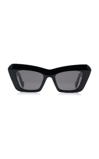 Loewe Anagram-logo Cat-eye Acetate Sunglasses In Black