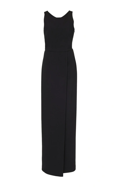 Givenchy Tiffany Wool Crepe Long Dress In Black
