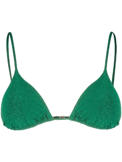 Mc2 Saint Barth Janet Metallized Bikini Top In Green